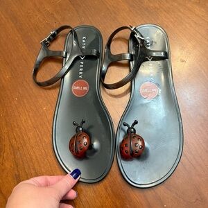 Katy Perry Black Ladybug Accent sandals size 11